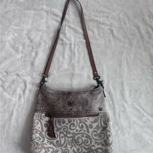 Myra Bag Gray & Brown Patterned Crossbody